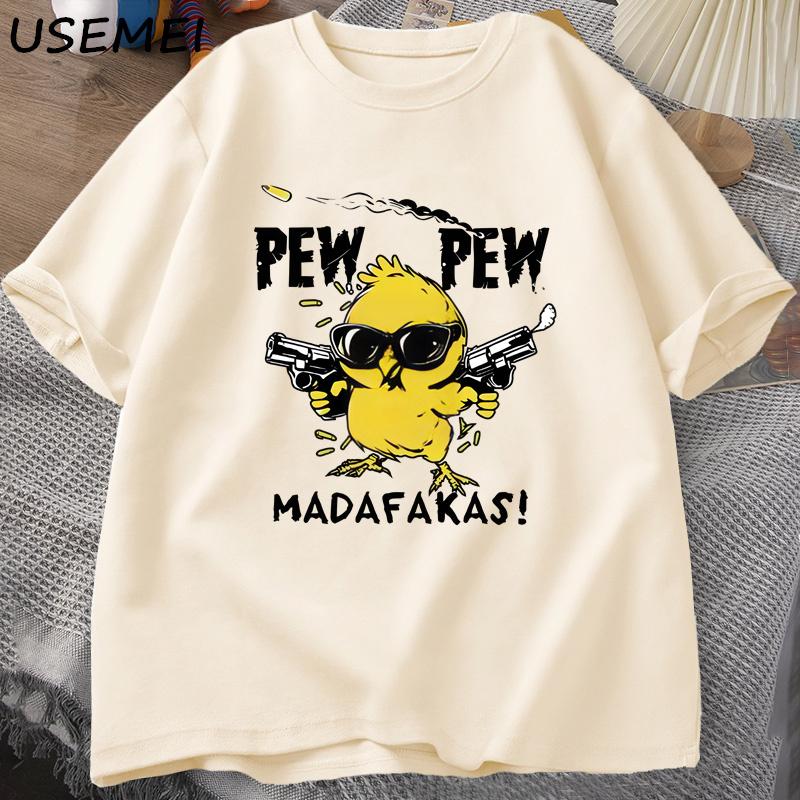 Pew Pew Madafakas Funny Graphic T Shirts Crazy Cat Printed T-shirt Casual Short Sleeve Adult Humor Tee Shirt