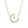 New 925 Sterling Silver Sparkling Moon Necklace For Women Ins Korean Chains Necklaces Fashion Luxury Jewelry Birthday Gift