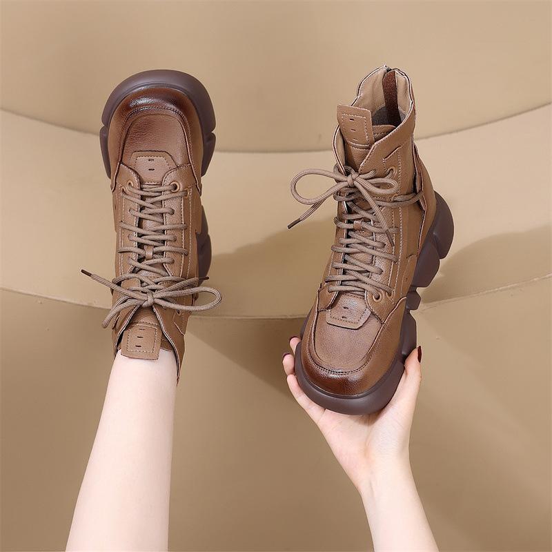 Кожаные сетчатые перфорированные ботинки Мартина женские 2025 новые лето, осень и зима мягкая подошва сетчатые ботинки универсальные дышащие на плоской подошве тонкие