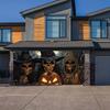 1 piece  Halloween garage banner  three skeleton wizards evil staring at you in the background  party atmosphere background