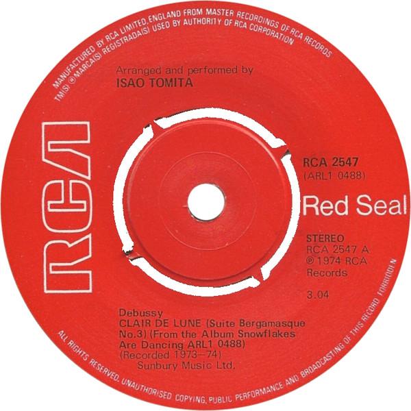 7inch Record TOMITA - Clair De Lune RCA2547 RCA Red Seal 1974 UK Dance & Electronica Used