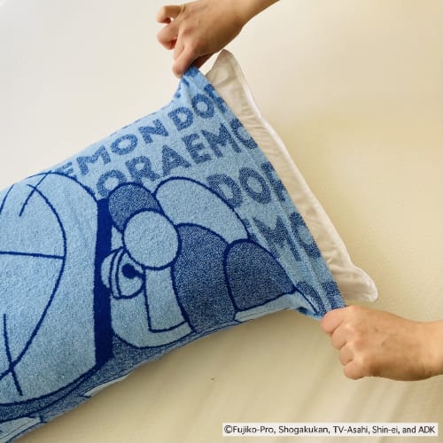 MORIPiLO Doraemon Pillowcase, Terry Fabric (Soft and Comfortable, Stretchy Pillowcase), 43x63cm (13x23 inches), 35x50cm (19x20 inches), Suitable for P