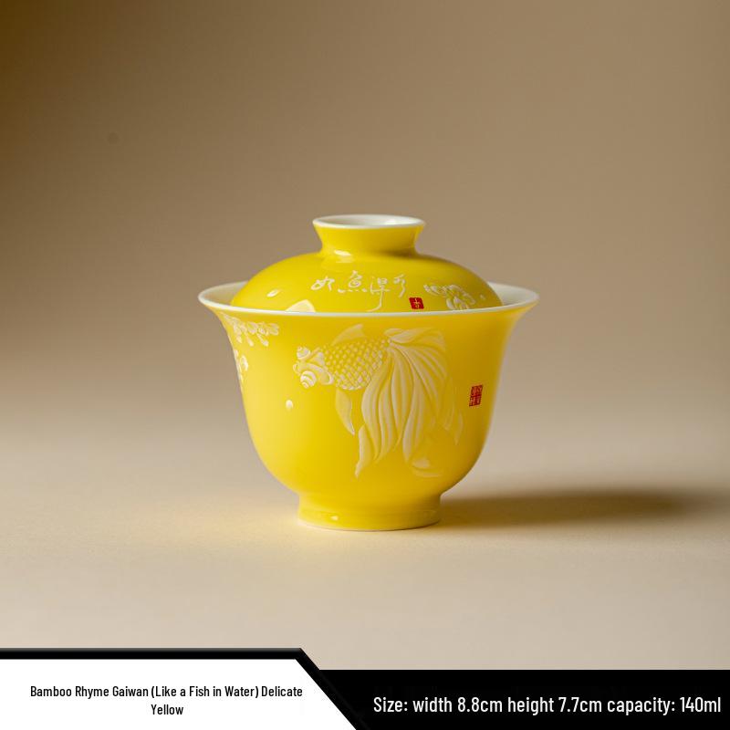 Керамический набор для чая Гайвань с глазурью цвета глины Дехуа, Белая рыба - Тонкий фарфор, Чаша для заваривания чая в стиле Кунг-фу