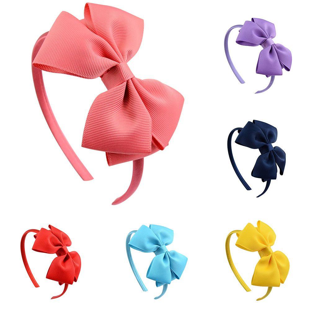 4'' Satin Little Girls Kids Hair Accessories Bow Hairband Headwear Hair Hoop Ribbon Headbands