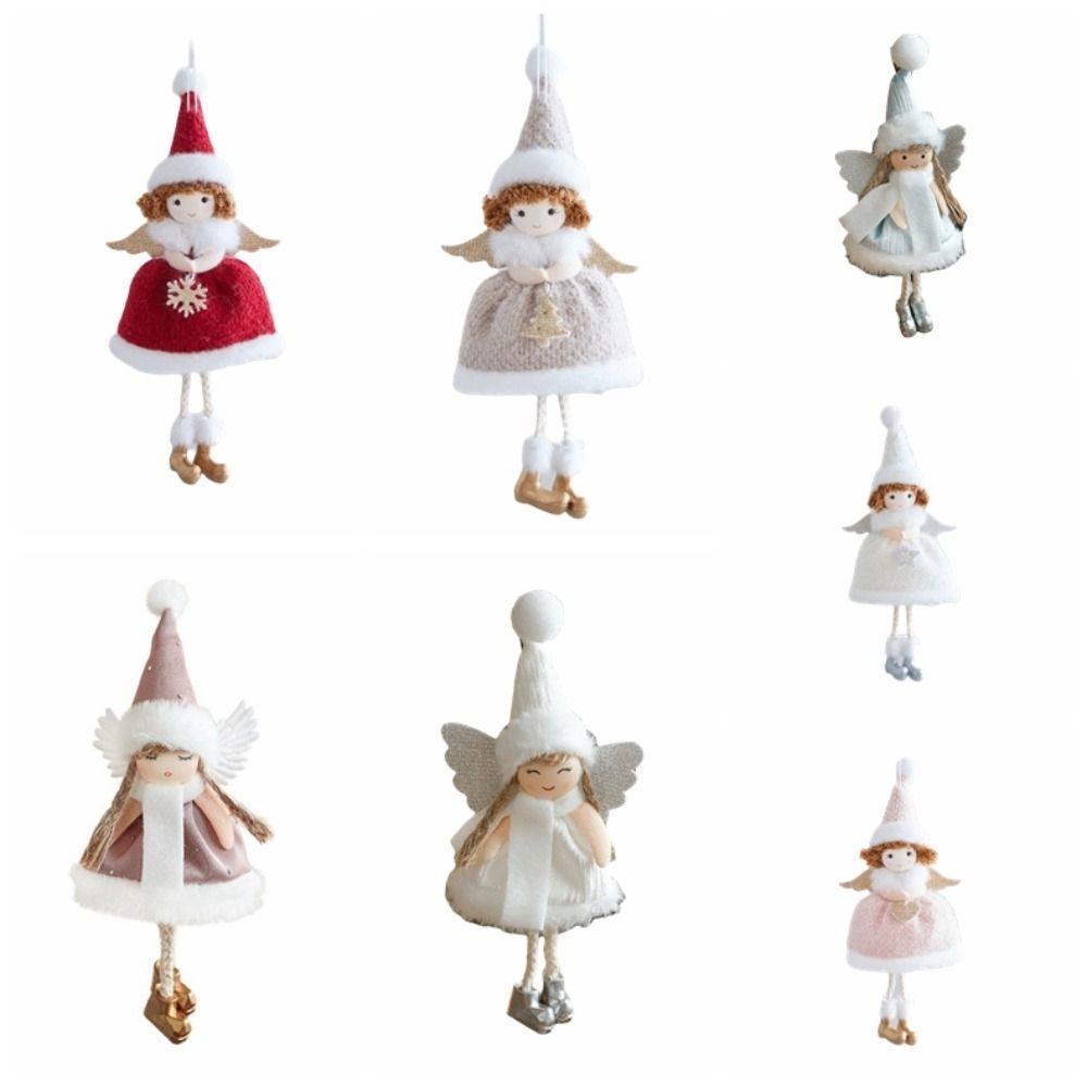 Wings Girl Angel Dolls Pendants Shiny Sweet Christmas Decoration Plush Christmas Tree Ornaments Thanksgiving Decoration