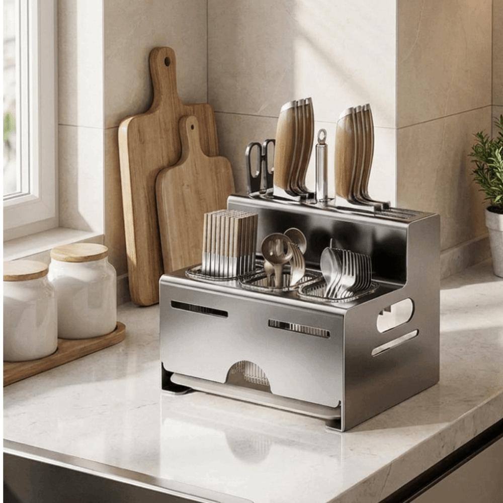 Large Capacity Countertop Cutter Holder Wall Mounted Cutter Storage Rack for Kitchen