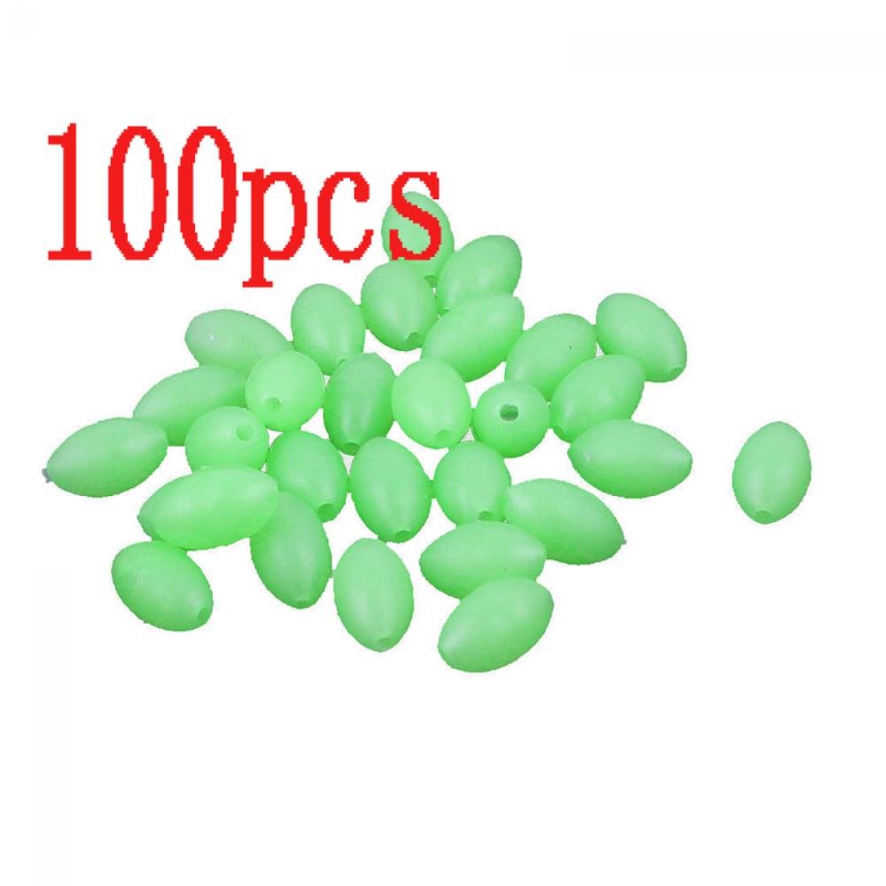 100Pcs 5mm X 3.4m Plastic lighting fishing Lures Glow In The Dark Luminous Beads Oval Shaped
