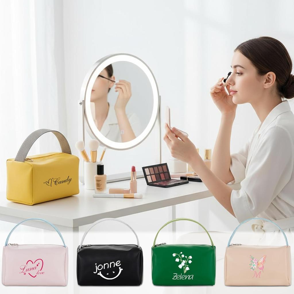 Custom Personalized Makeup Bag Travel Cosmetic Case Organizer Valentines Day Birthday Gift for Women Girls
