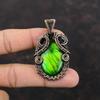 Green Fire Labradorite Pendant Copper Wire Wrapped Gemstone Pendant Wonderful Copper Jewelry Ethnic Style Pendant Handmade Jewelry For Gift