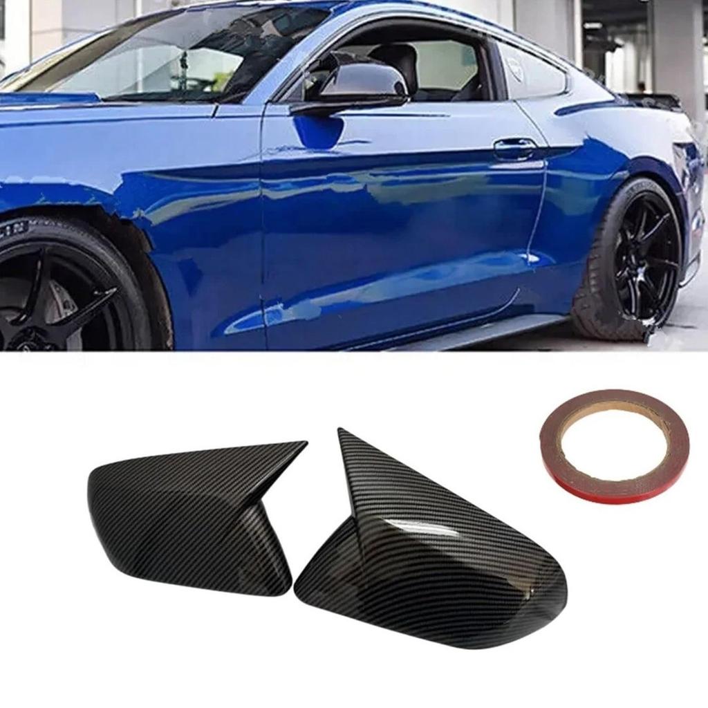 Europe & America Version For 2015-2024 Mirror Caps Pair Car Side Rearview Mirror Cover Ox Horn Rearview