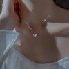 925 Sterling Silver Butterfly Necklace Women Crystal Zircon Pendant Necklace for Women Girl Crystal Chain Necklace Party Jewelry