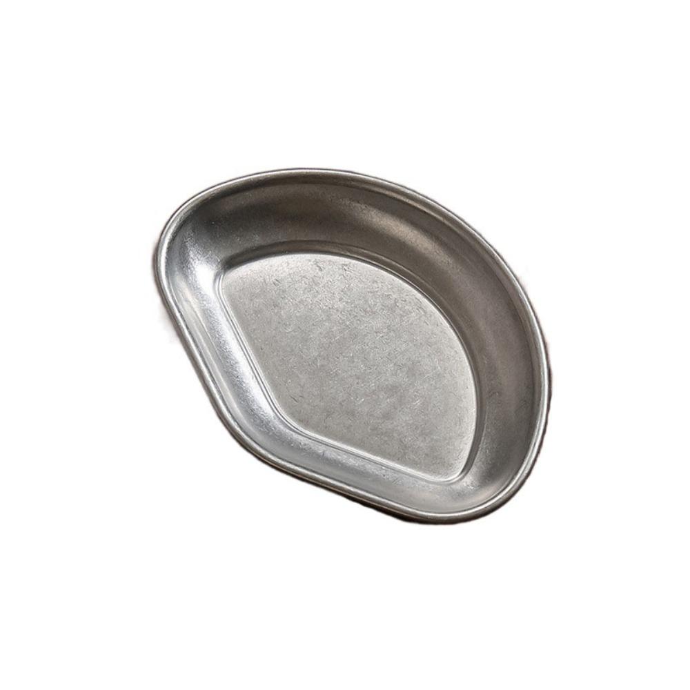 2Pcs Stainless Steel Korean Sauce Dish Irregular Shape Industrial Style Condiment Dish Vintage Separated Seasoning Tray BBQ
