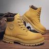 Big Yellow Boots Autumn and Winter Men's High-top Martin Boots Workwear Waterproof and Non-slip Hiking Shoes Large-size Short Boots