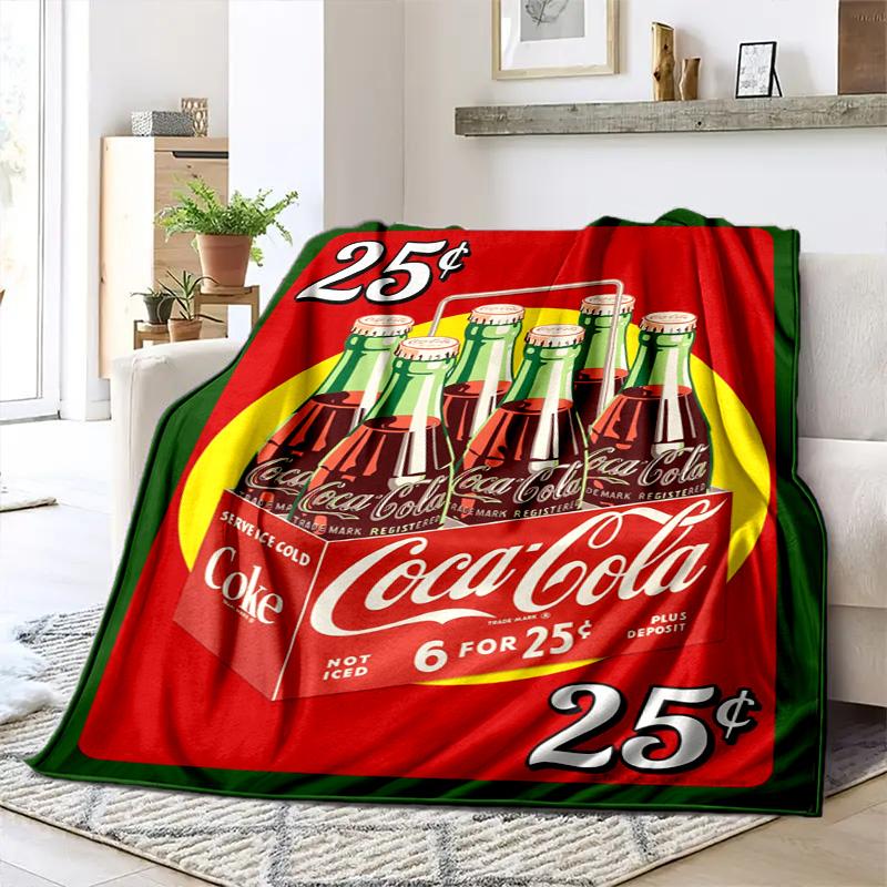 Christmas gift Halloween themed cola beverage Coca Cola blanket soft home furnishing nap decoration four seasons warm Sherpa blanket U1