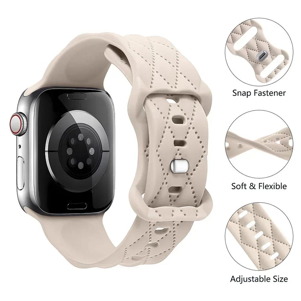 Силиконовый ремешок с гравировкой Для Apple Watch Ремешок 42 мм 44 мм 45 мм 41 мм 49 мм 40 мм браслет correa iwatch Серия 8 9 SE 7 6 5 4 3 Ultra