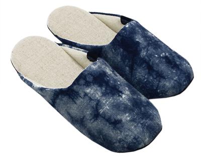 Ai Blue Indigo Ткань 01 Синие крашеные в крапинку тапочки, средние, (26см)