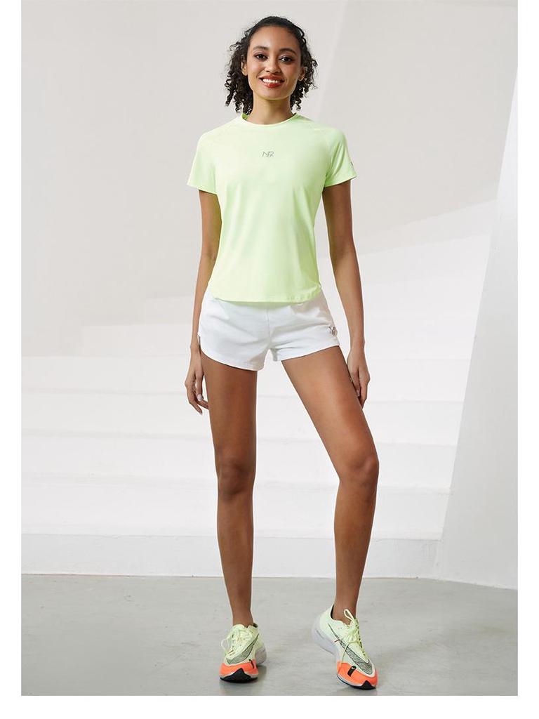 Women's Quick-Dry Reflective Mesh T-Shirt - Nude Feeling, Breathable, Elastic Fitness Top for Running & Training