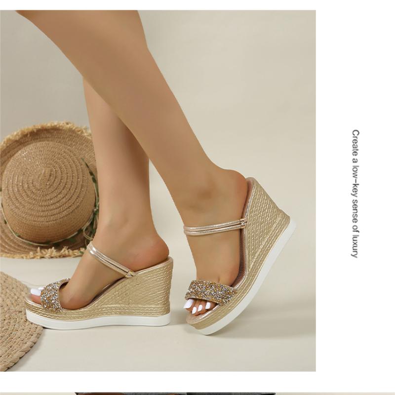 Модные сандалии на танкетке женские 2024 новые сандалии на высоком каблуке летняя обувь для женщин дизайнерская обувь для женщин сандалии на платформе уличные шлепанцы