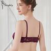 Women's Sexy French Lace Half-cup Bra Thin Top and Thick Bottom Removable Shoulder Strap Underwire Push-up Bra 36-42 Cup BC