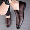 Lluxury Men's Business Genuine Leather Shoes Man Loafers 2024 Sneakers Autumn Crocodile Pattern Moccasin Breathable Casual Shoes