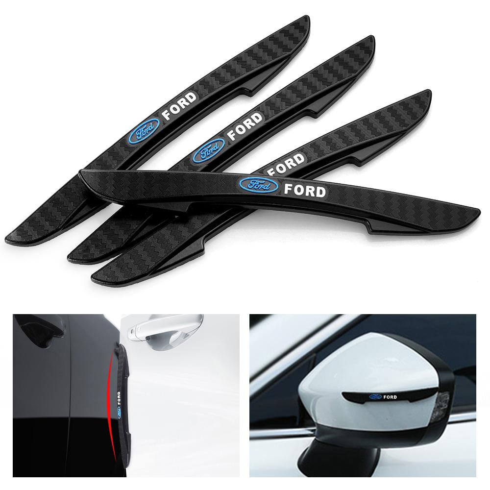 4pcs For Ford Mustang Kuga Mondeo Fiesta Focus Silicone Car Styling Door Rearview Mirror Protector Stickers Anti-Collision Strip