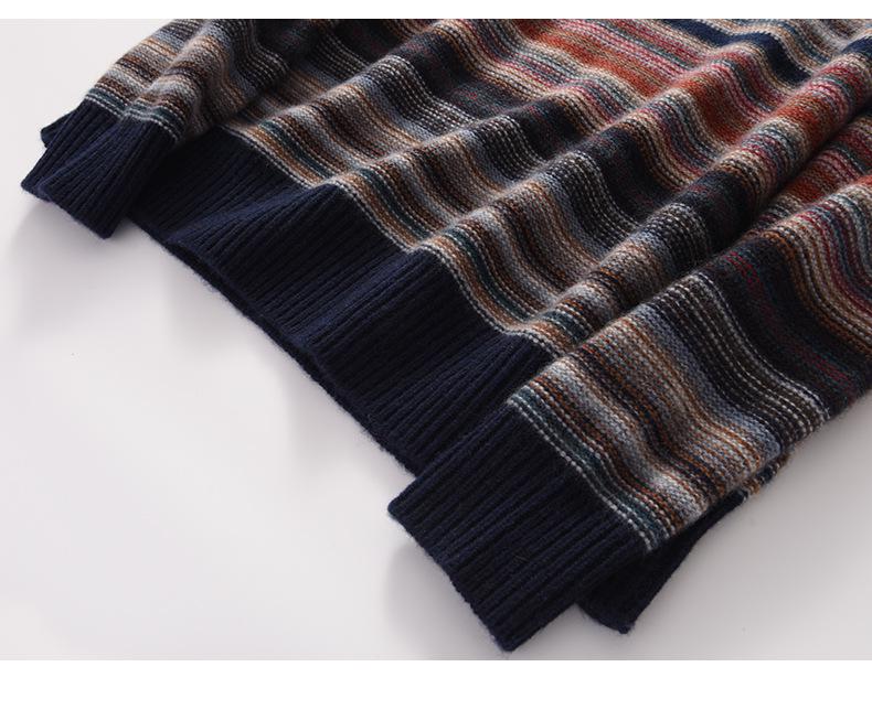 Men's Retro Striped Cashmere Sweater - 2022 Autumn/Winter Collection