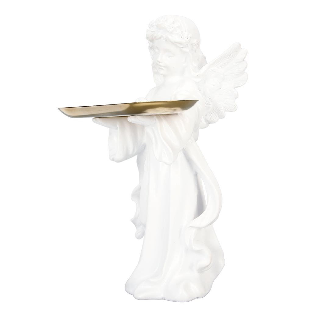 Статуэтка ангела-младенца, дизайн подноса, высота 11,8 дюймов, ручная резьба, богатые детали, смоляная фигурка херувима для спальни