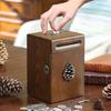 Retro Piggy Bank Solid Wood Lockable Child Coin Box Banknotes Paper Money-saving Box Key Lock Safes