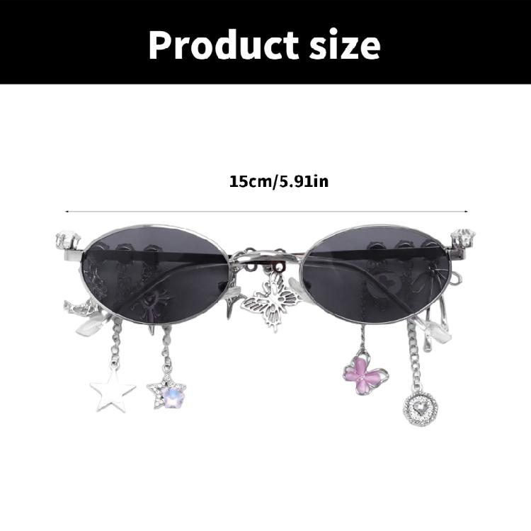 Стильные солнцезащитные очки эллиптической формы с блестящими стразами для женщин, идеально подходящие для музыкальных фестивалей.