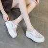 Fashion 8cm Casual Women's Vulcanize Shoes Lace Sequins Breathable Thick Bottom Slip-On Slippers New Arrival
