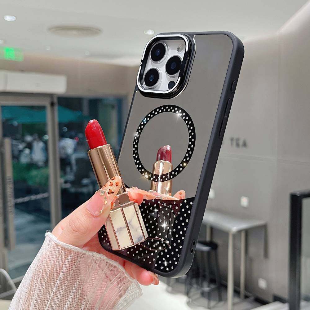 Зеркальный чехол для Samsung Galaxy S23 Ultra/ S23/ S22 Plus/ S21/ S21+ MagSafe Magnetic Fashion Makeup Candy Color Glitter Phone Cover с подставкой