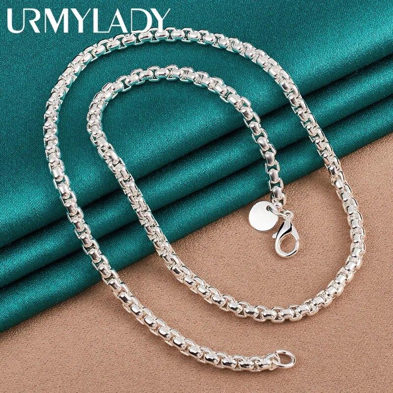 URMYLADY из стерлингового серебра 925 пробы, мужская цепочка из змеиной кости 4 мм, 18-24 дюймов, ожерелье для женщин, свадебная вечеринка, модные очаровательные ювелирные изделия