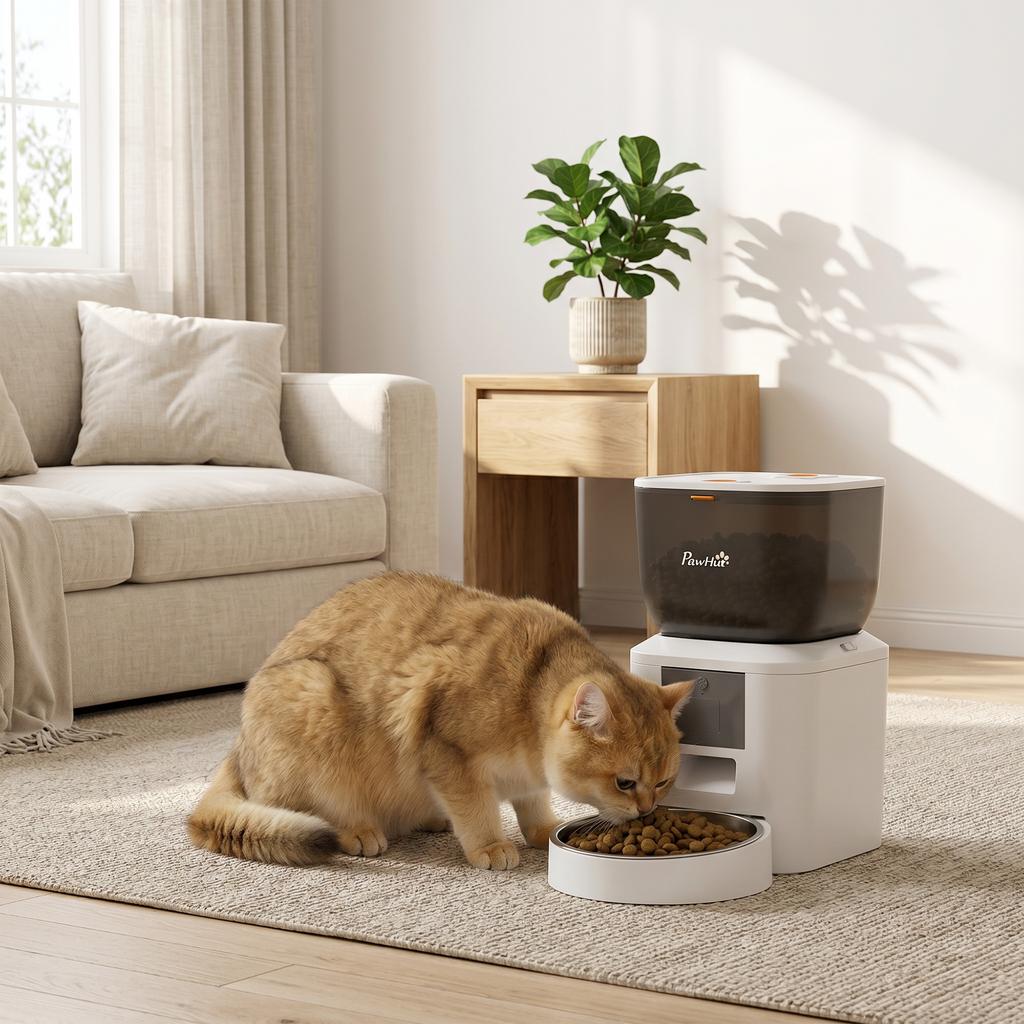 Automatic Cat Feeder, 2.4G WiFi, 4L, App Control, 1–10 Meals, 10s Feeding Call