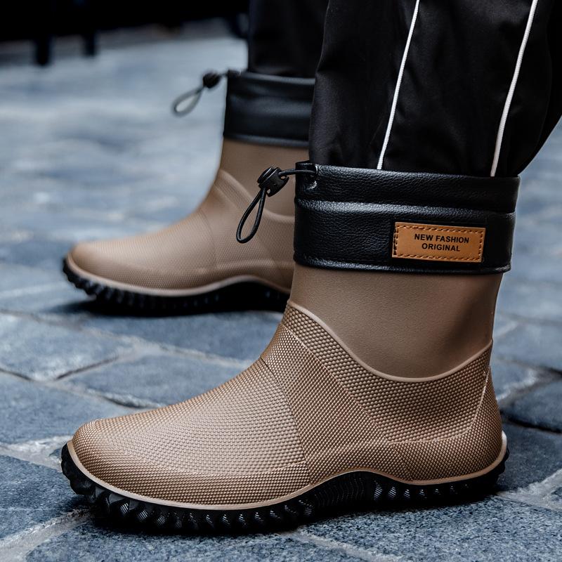 Strictly Selected Water Boots Men's Short Tube Wear-resistant Rain Shoes Couple Outdoor Commuting Waterproof Overshoes Environmentally Friendl
