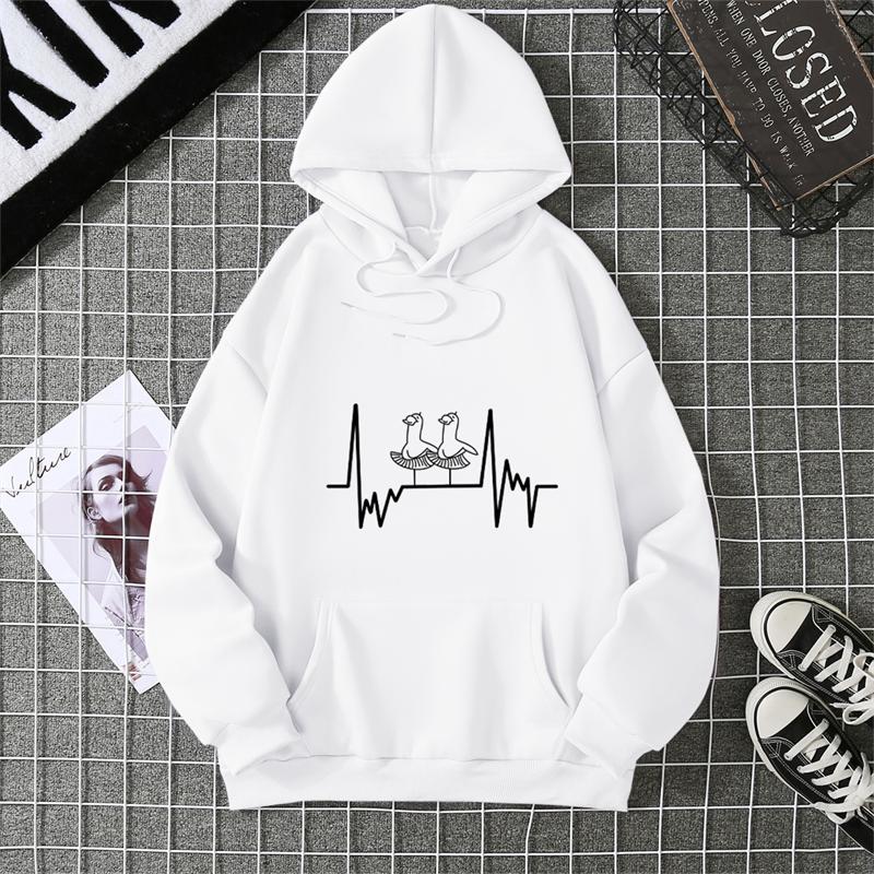 Heartbeat Runner Graphic Hooded Sweatshirts In Hoodies Sweatshirts Essentials Winter Thick Sweater Hoodie Women Clothes