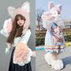Plush Cat Ear Beanie Hat Women Y2K Kawaii Winter Warm Fuzzy