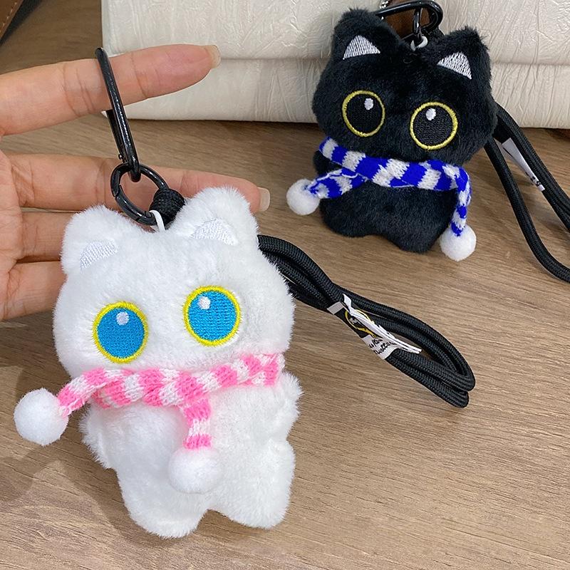 1 шт. Новая милая плюшевая игрушка-пищалка Черный кот с большими глазами, кукла, маленький брелок-подвеска, Инстаграм, кукла Черный кот, брелок для мальчика, девочки, подарки на день рождения