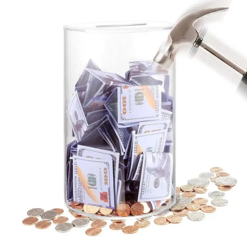 Большая копилка для взрослых и детей Vcertcpl акриловая прозрачная копилка для монет и купюр банка для сбережений денег неоткрываемая банка для мелочи