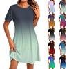 Женское модное повседневное платье с круглым вырезом и коротким рукавом