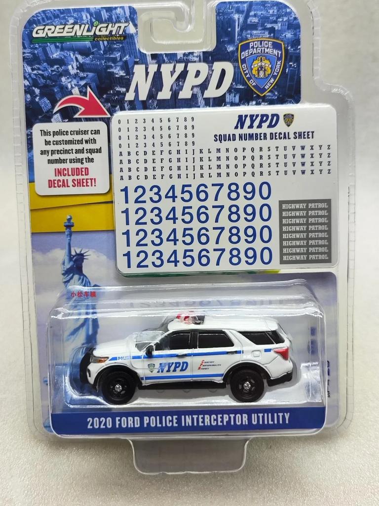 Cjafuz1 1:64 2020 Форд Полицейский INTERCEPTOR UTILITY NYPD Металлическая модель автомобиля Коллекционная игрушка Подарок Сувенир Украшение для витрины