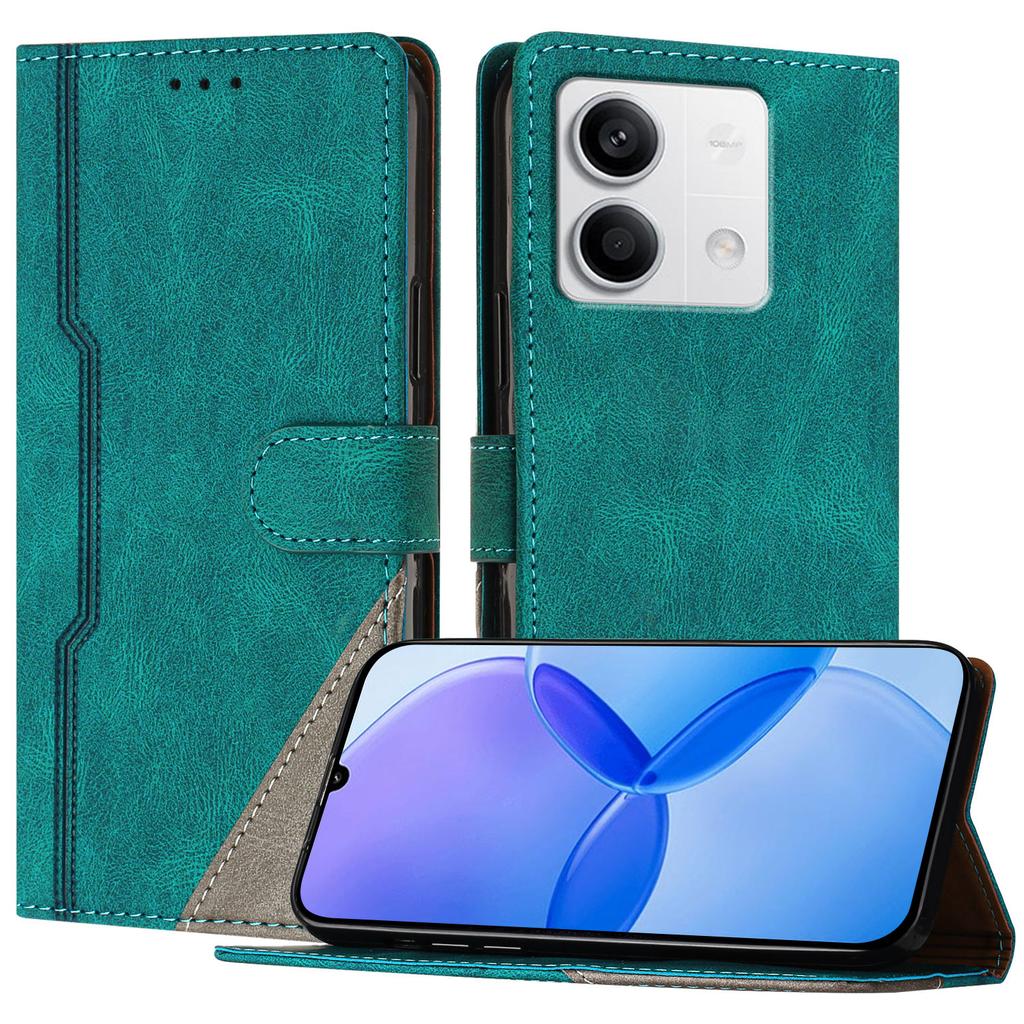 Для Xiaomi Redmi Note 13 5G Кожаный чехол Кошелек с треугольным пэчворком Подставка Ударопрочный чехол для телефона