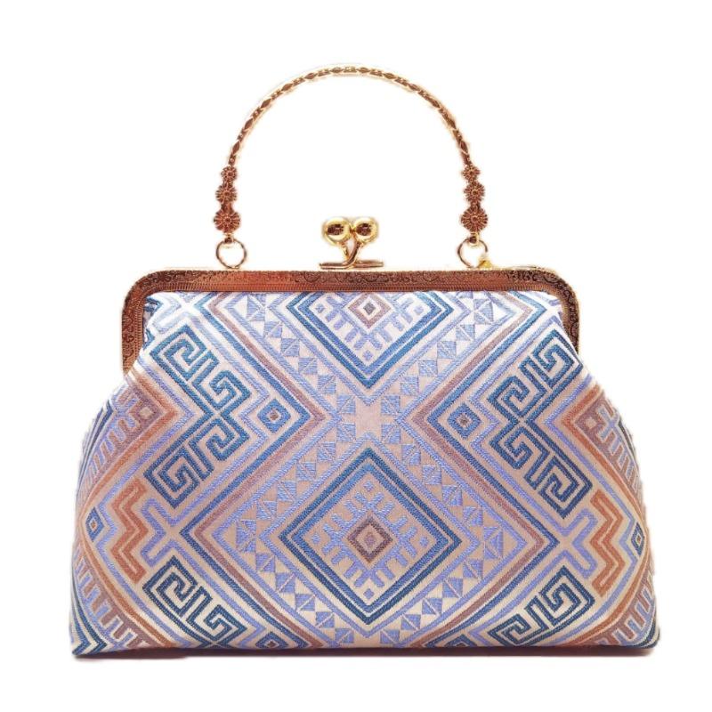 Evening Bag for Women, Retro Ethnic Elegant Top Handle Bag with Detachable Chain