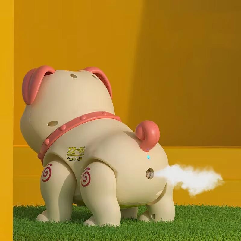 Игрушки для обучения лазанию для малышей 1 шт., детский электрический спрей, пукающий мопс, свет, музыка, имитация домашних животных