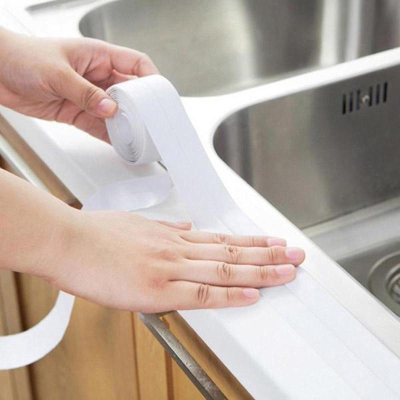 Line Sticker Bathtub Waterproof Wall Bathtub Corner Sealant Sink Self Adhesive Toilet 3.2cm*1.5/3M White PVC Sealing Trim Kitchen Tool For Bathroom