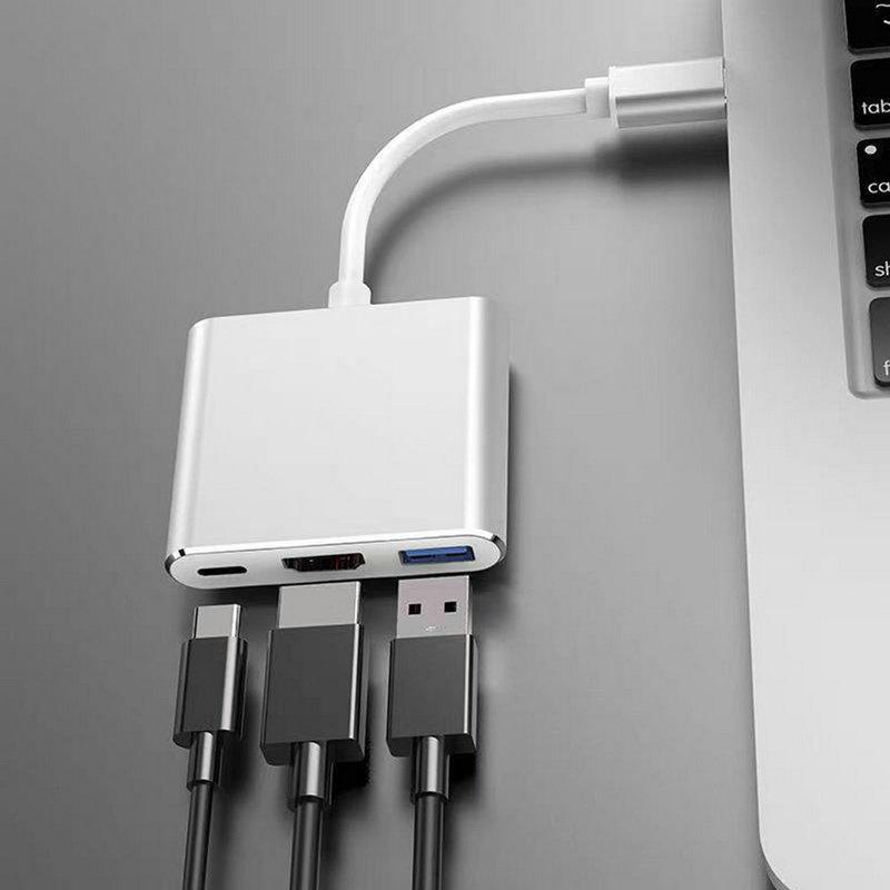 3-в-1 4K Конвертер Type-C в HDMI Алюминиевый корпус 3.0 PD Адаптер зарядки Док-станция HD USB