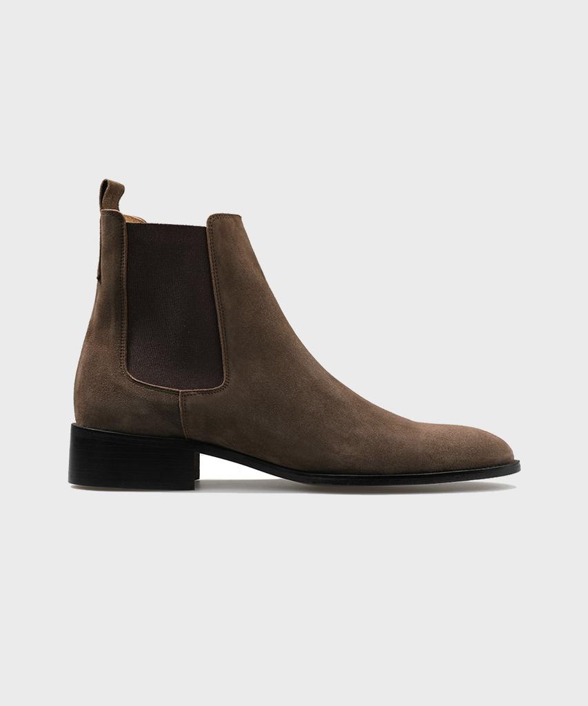 Firenze Atelier Slimline Black Sole Suede Chelsea Boots 3332-Qs [Dark Brown]