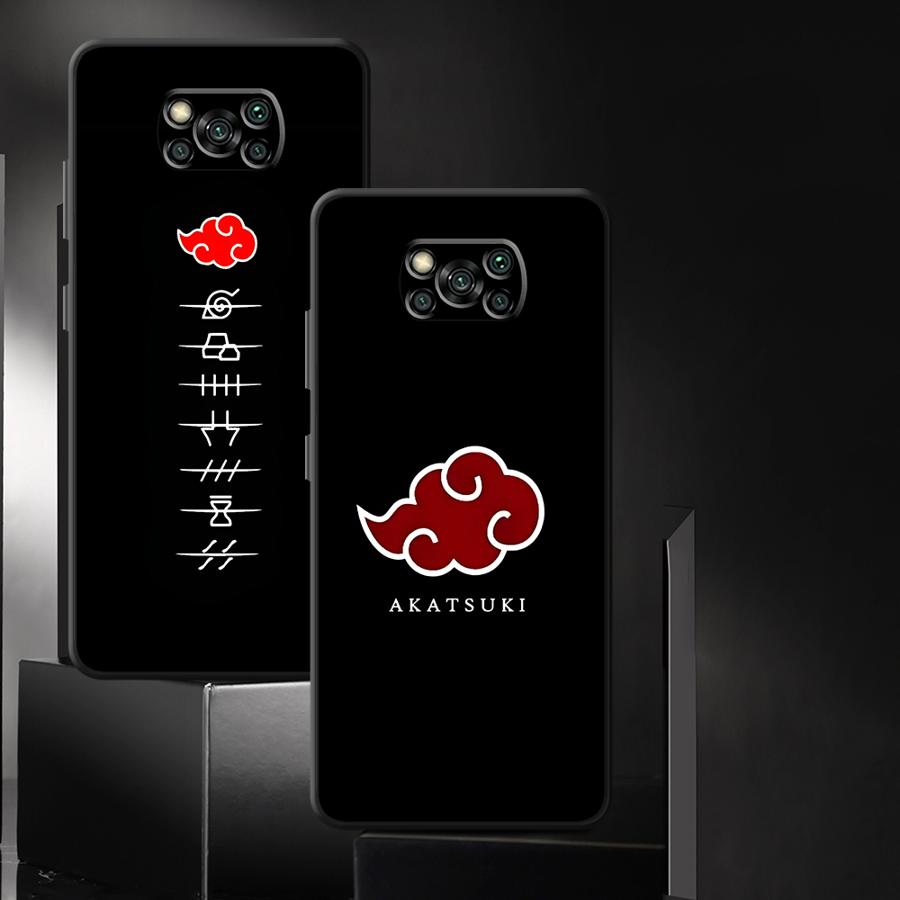 Cartoon Akatsuki Logo Case for Xiaomi Poco F1 C50 F3 C75 C61 C40 M3 M4 M7 Pro X3 X4 X5 X7 Pro C71 M5 Black Soft Phone Cover