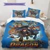 How Train Dragon Pattern Bedding Quilt Set Quilt Cover Pillowcase Home Birthday Gift(1 * duvet cover + 2 * pillowcase, without core)