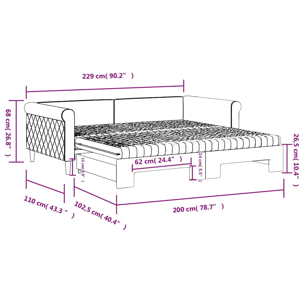 Extendable Daybed with Mattresses Yellow 100x200 cm Velvet