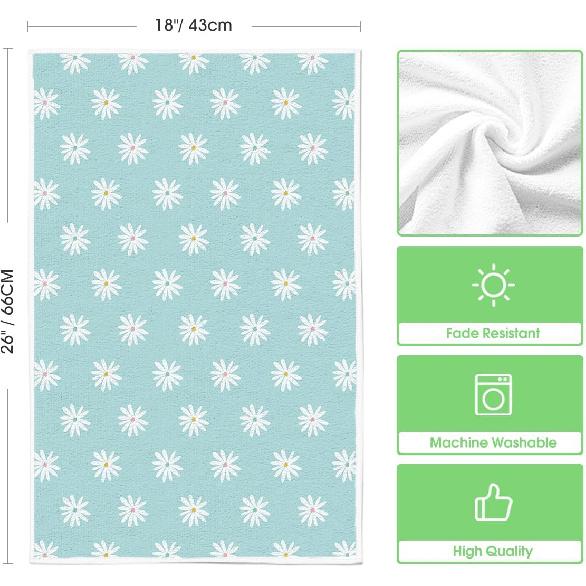 Artoid Mode Blue Home Sweet Home Flowers Kitchen Towels Dish Towels, 18x26 Inch Summer Decoration Hand Towels Set of 2